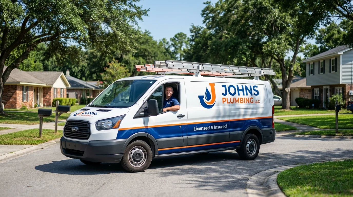 Johns Plumbing LLC service van in Allegan, MI