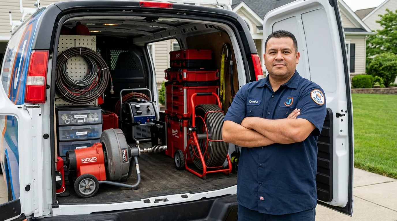 Professional drain cleaning equipment and Johns Plumbing LLC plumber in Allegan