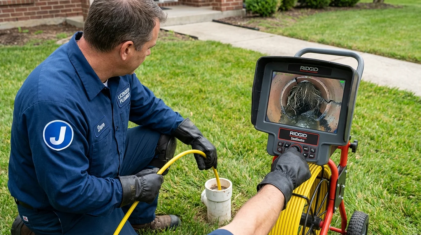 Sewer camera inspection being performed by Johns Plumbing LLC in Allegan